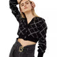 V-Neck Rhinestone Embellished Wool Sweater