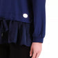 Elegant Blue Satin-Trim Sweatshirt
