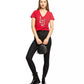 Rhinestone Beaded V-Neck Red Tee