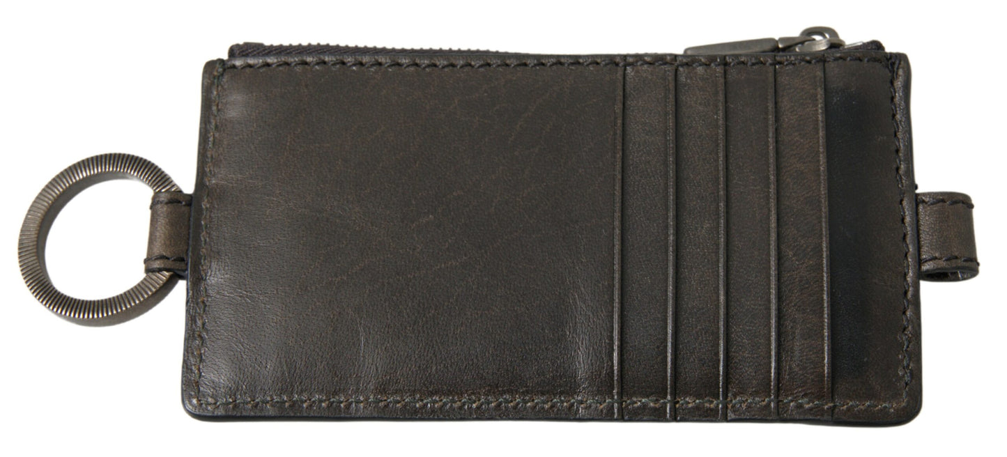 Elegant Black Leather Lanyard Cardholder