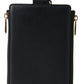 Elegant Black Leather Cardholder with Zip Detail