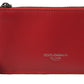 Chic Red Leather Card Holder Wallet