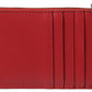 Chic Red Leather Card Holder Wallet