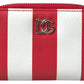 Elegant Continental Zip Wallet - Red & White Leather