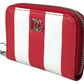 Elegant Continental Zip Wallet - Red & White Leather