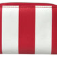 Elegant Continental Zip Wallet - Red & White Leather