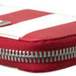 Elegant Continental Zip Wallet - Red & White Leather