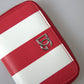 Elegant Continental Zip Wallet - Red & White Leather