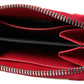 Elegant Continental Zip Wallet - Red & White Leather