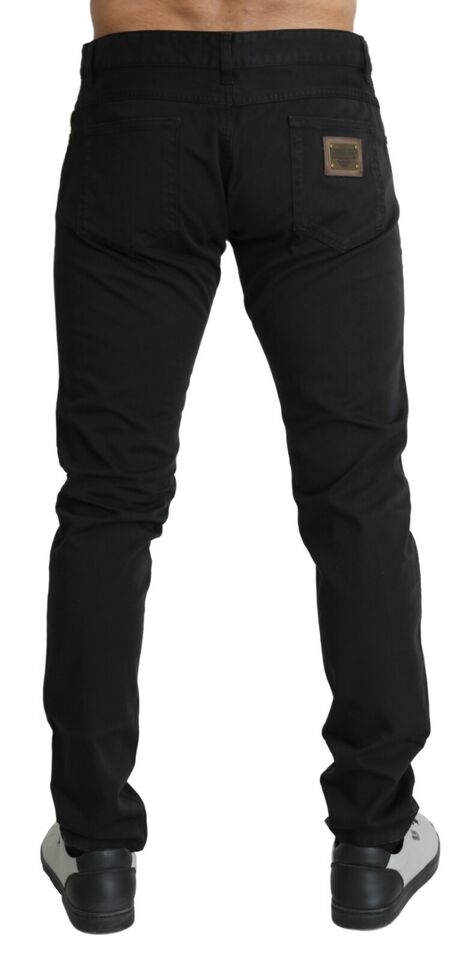 Elegant Black Slim Fit Denim Couture
