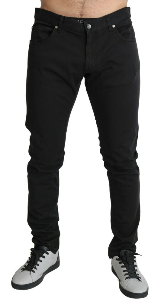 Elegant Black Slim Fit Denim Couture