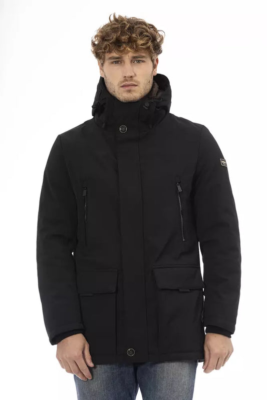 Black Polyester Men Jacket