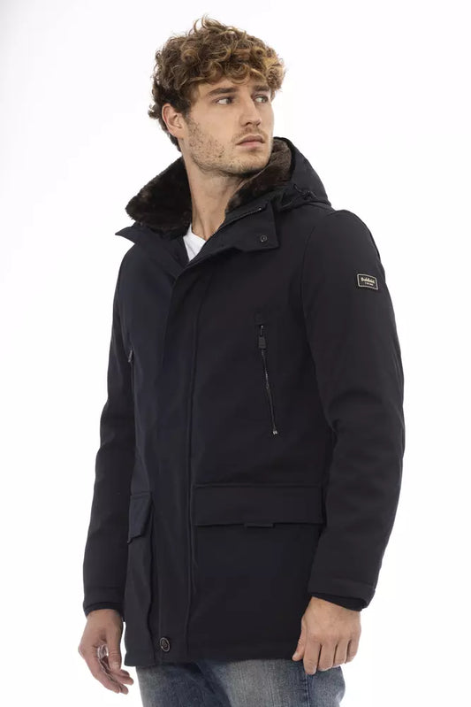 Blue Polyester Men Jacket