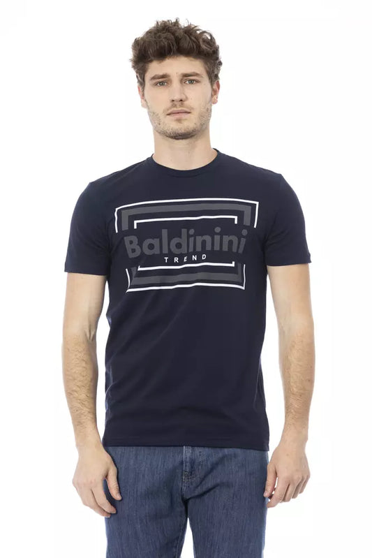 Blue Cotton Men T-Shirt