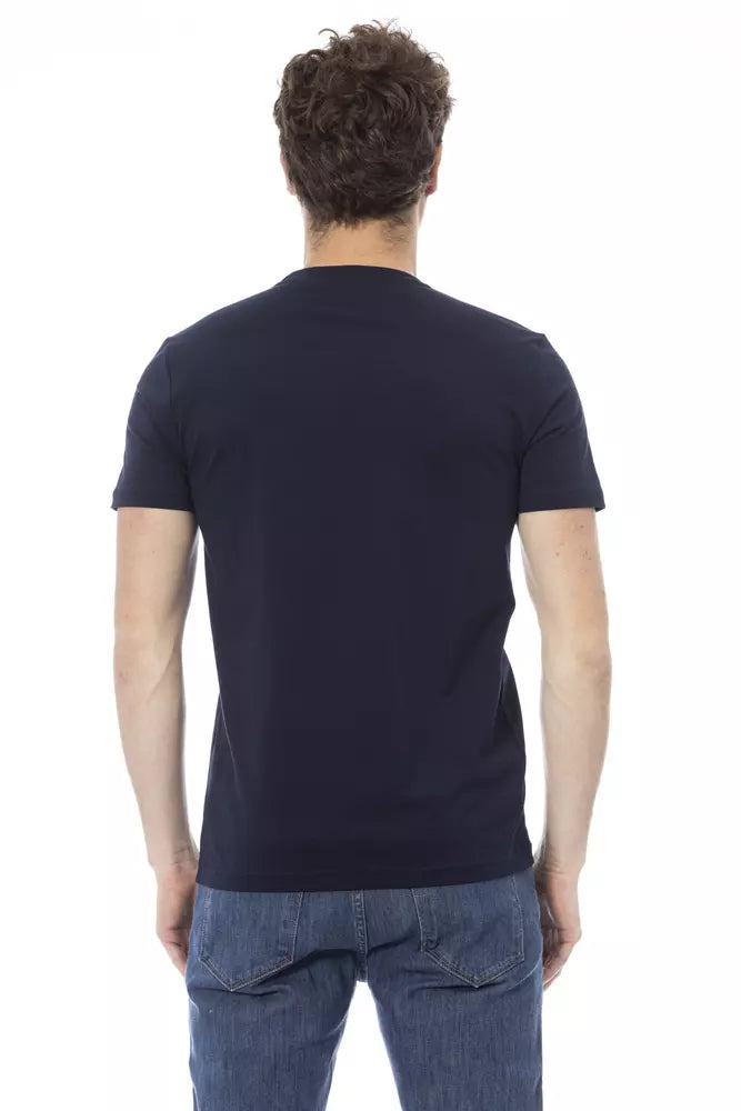 Blue Cotton Men T-Shirt