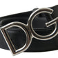 Elegant Black Leather Belt with Metal Buckle