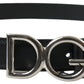 Elegant Black Leather Belt with Metal Buckle