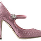 Pink Crystal Brooch Mary Jane Stilettos