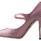 Pink Crystal Brooch Mary Jane Stilettos