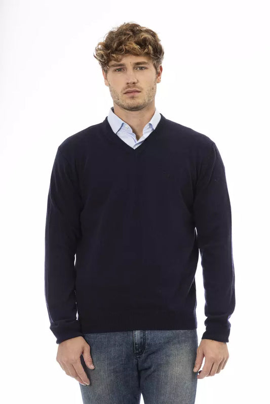 Blue Wool Men Sweater