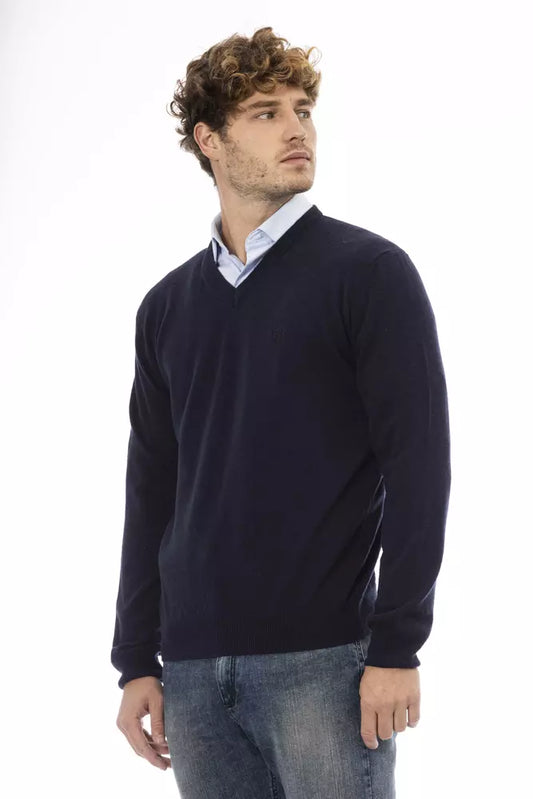 Blue Wool Men Sweater