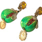 Green Fig Crystal Dangle Earrings