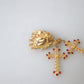 Regal Gold Cross & Crown Clip Earrings