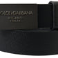 Elegant Black Leather Belt with Logo Buckle