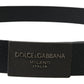 Elegant Black Leather Belt with Logo Buckle