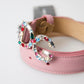Crystal Embellished Pink Leather Belt