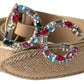 Gold Leather Crystal-Embellished Women's Belt