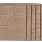 Beige Croc-Embossed Leather Wallet