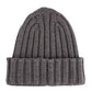 Elegant Gray Cashmere Hat with Ribbed Seam