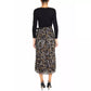Chic Abstract Print Midi Dress with Ribbon Waist