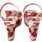 Multicolor floral print Wedges Floral Ankle Strap Sandals