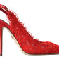 Elegant Red Slingback Heels Pumps