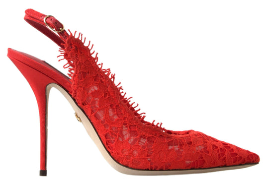 Elegant Red Slingback Heels Pumps