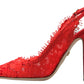 Elegant Red Slingback Heels Pumps