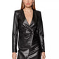 Eco-Leather V-Neck Chic Short Dress