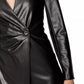 Eco-Leather V-Neck Chic Short Dress
