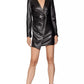 Eco-Leather V-Neck Chic Short Dress