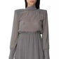 Chic Checkerboard Short Dress with Shoulder Pads
