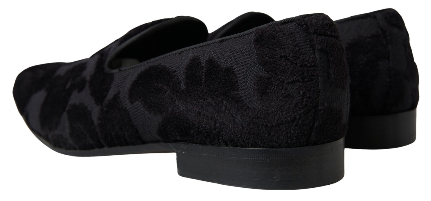 Black Brocade Loafers Formal Shoes