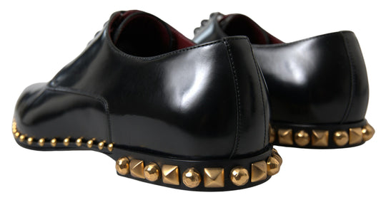 Elegant Gold-Accented Black Leather Dress Shoes