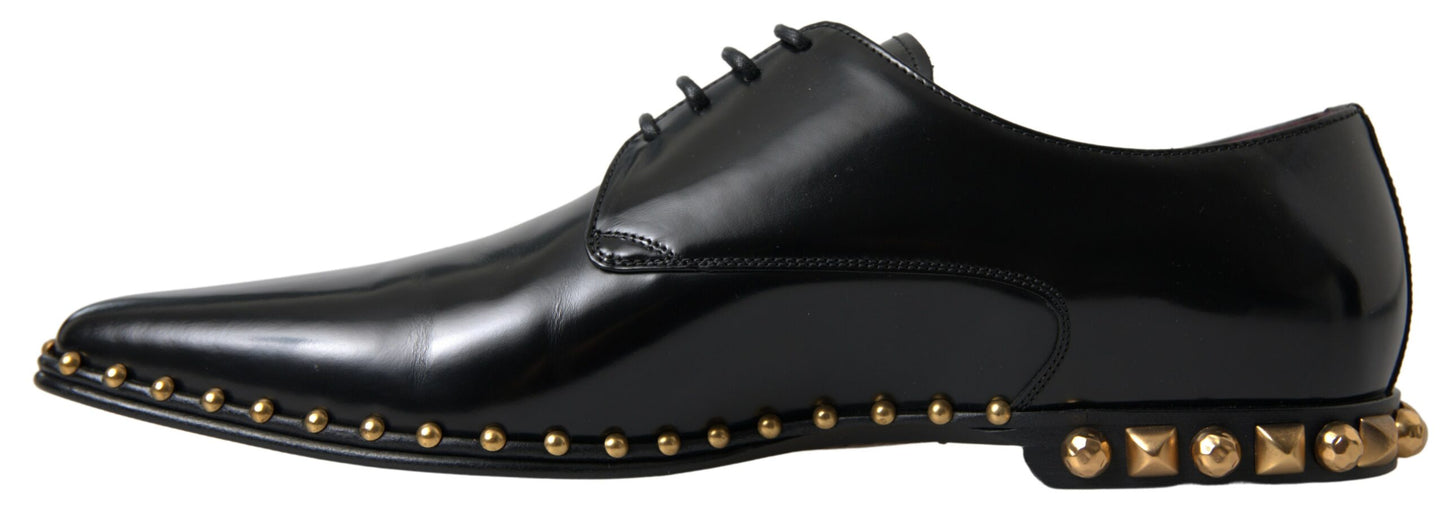 Elegant Gold-Accented Black Leather Dress Shoes
