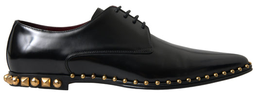 Elegant Gold-Accented Black Leather Dress Shoes