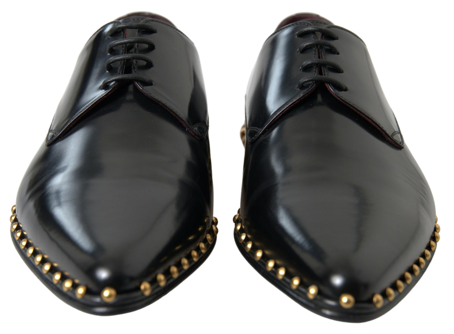 Elegant Gold-Accented Black Leather Dress Shoes