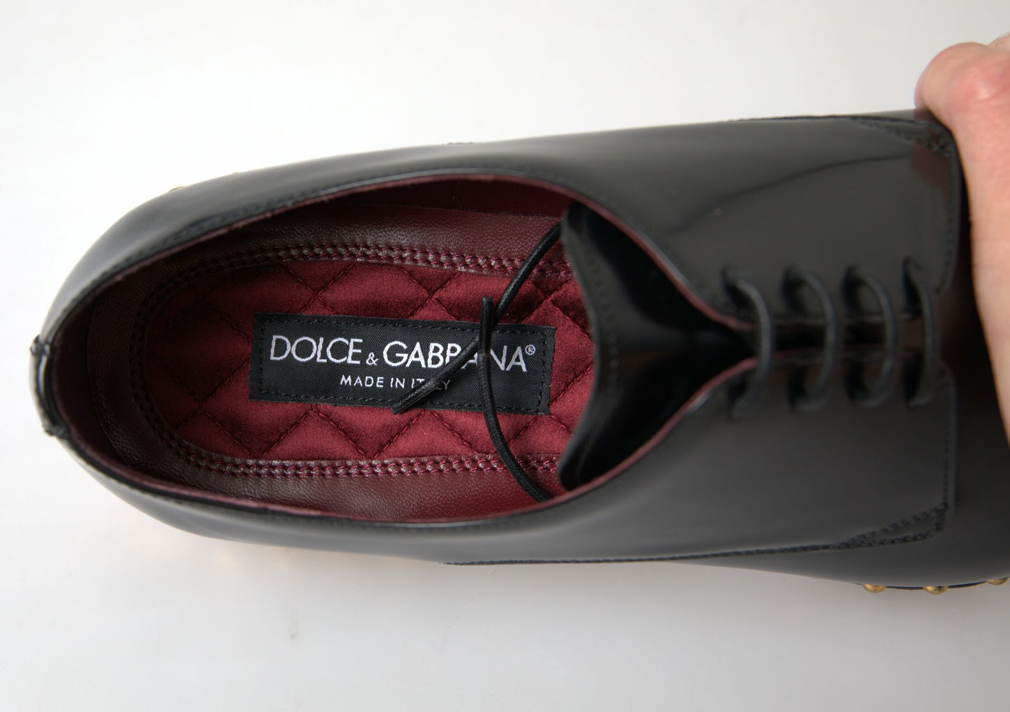 Elegant Gold-Accented Black Leather Dress Shoes