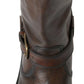 Elegant Brown Leather Mid-Calf Biker Boots