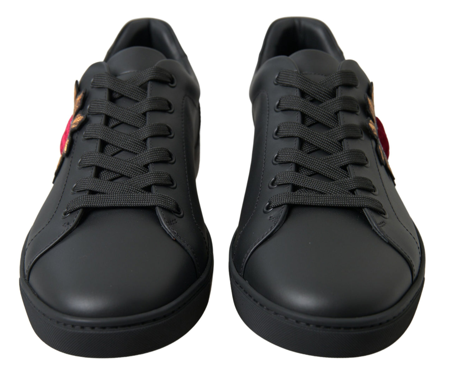 Elegant Heart Patch Leather Sneakers